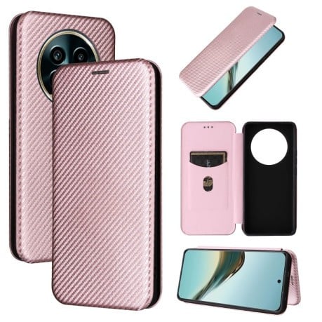 Чохол-книжка Carbon Fiber Texture на Realme 13 Pro / 13 Pro+ - рожевий
