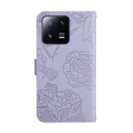 Чехол-книжка Skin Feel Butterfly Embossed для Xiaomi 13 Pro - фиолетовый