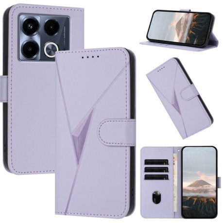 Чехол-книжка Triangle Pattern Buckle Clasp Leather на Infinix Note 40 4G - фиолетовый