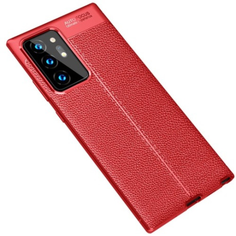 Противоударный чехол Litchi Texture на Samsung Galaxy Note 20 Ultra - красный