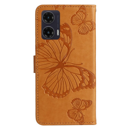 Чехол-книжка Embossed Butterfly для Motorola Moto G35 - желтый