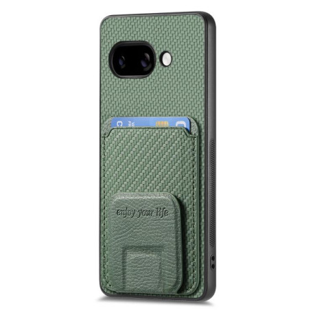 Противоударный чехол Carbon Fiber Card Bag для Google Pixel 9a - зеленый