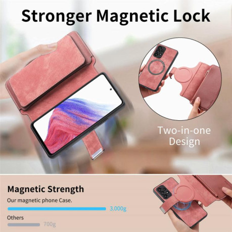 Чехол-книжка CaseNeo MagSafe RFID Anti-theft Zipper Wallet Retro Leather для Realme GT 7 Pro - розовый
