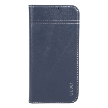 Протиударний чохол GEBEI Top-grain Horizontal Flip Leather для iPhone 16 Pro Max - синій