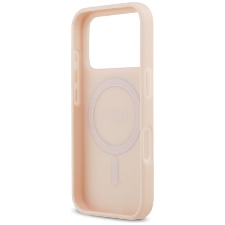Оригинальный чехол Guess Grained Flowers Classic Logo с MagSafe на iPhone 17 Pro Max - pink