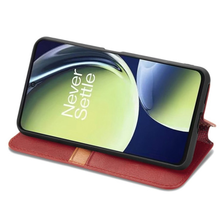 Чехол-книжка Cubic Grid для OnePlus Nord N30/CE 3 Lite - красный