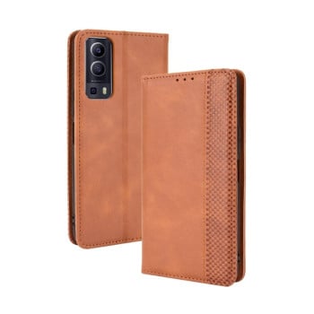 Чехол-книжка Magnetic Buckle Retro Crazy Horse Texture для Vivo Y72 5G/iQOO Z3 5G - коричневый