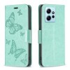 Чехол-книжка Butterflies Pattern для Xiaomi Redmi Note 12 4G - зеленый