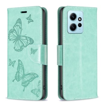 Чохол-книжка Butterflies Pattern для Xiaomi Redmi Note 12 4G - зелений