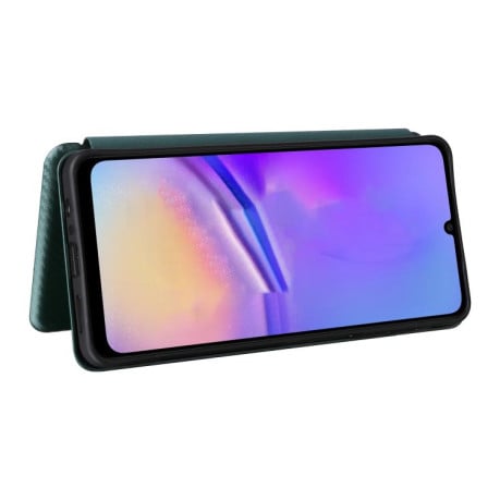 Чехол-книжка Carbon Fiber Texture на Samsung Galaxy A07 4G - зеленый