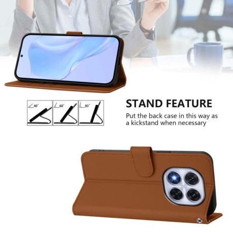 Чохол-книжка Skin Feel S-type для Xiaomi Redmi Note 14 Pro 5G/Poco X7 - коричневий