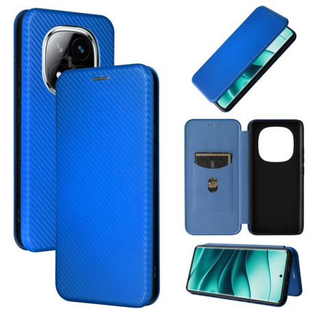 Чехол-книжка Carbon Fiber Texture на Xiaomi Redmi Note 14 Pro 4G Global - синий