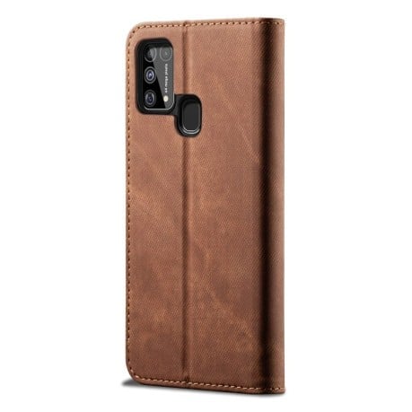 Чехол книжка Denim Texture Casual Style на Samsung Galaxy M31 - коричневый