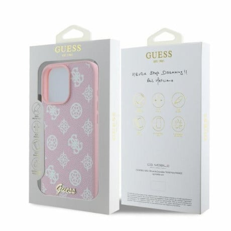 Оригінальний чохол Guess Peony Script MagSafe для iPhone 16 Pro Max - Pink