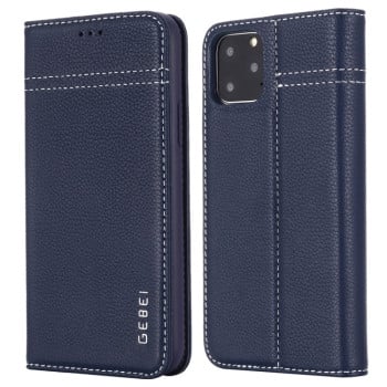 Кожаный чехол-книжка GEBEI Top-grain для iPhone 11 - синий