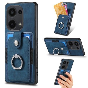 Чохол Retro Skin-feel Ring Card Wallet для Xiaomi Redmi Note 13 Pro 4G / POCO M6 Pro 4G - синій