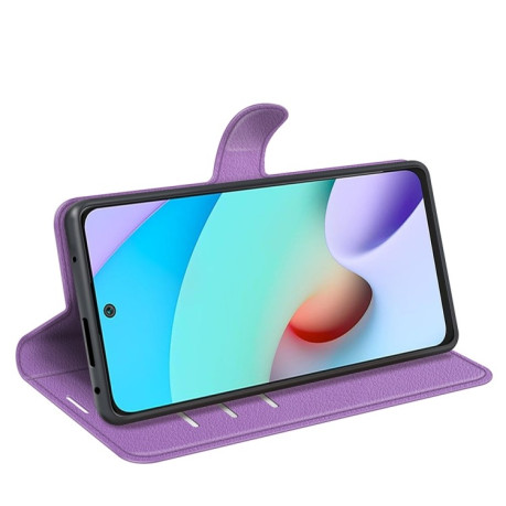 Чехол-книжка Litchi Texture на Xiaomi Redmi 10 - фиолетовый