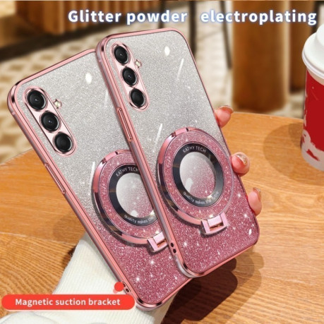 Протиударний чохол Plated Gradient Glitter Round Holder  для Samsung Galaxy A16 5G - сріблястий
