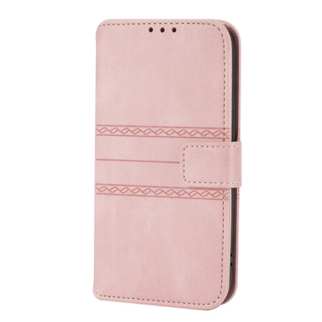 Чехол-книжка Embossed Striped для iPhone 13 mini - розовый