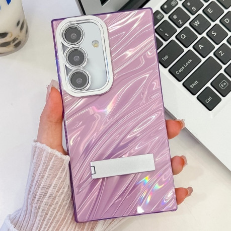 Противоударный чехол Plating Glitter Texture TPU with Lens Film для Samsung Galaxy A36 5G - Purple Water Ripples