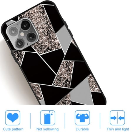 Протиударний чохол Frosted Fashion Marble для iPhone 14/13 - Black Gold Triangle