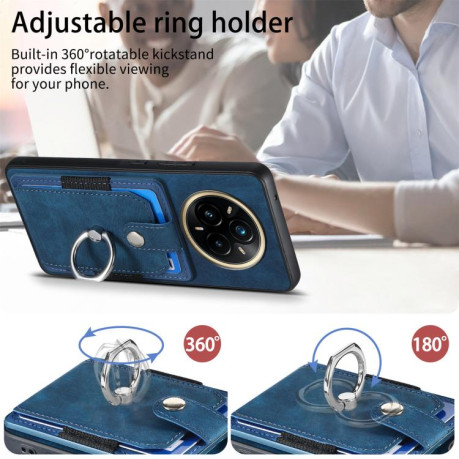 Чехол-книжка Retro Skin-feel Ring Card Wallet для Realme 13 Pro - синий