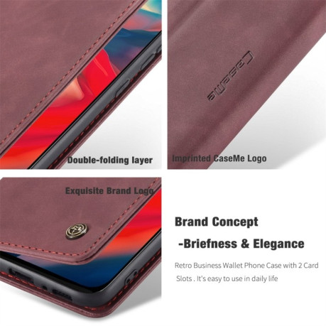Кожаный чехол CaseMe-013 Multifunctional на Samsung Galaxy M31 - винно-красный