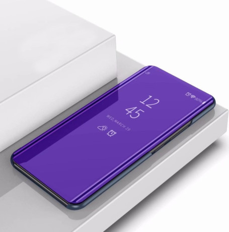 Чехол книжка Clear View на Samsung Galaxy Note 10 Electroplating Mirror- сине-фиолетовый