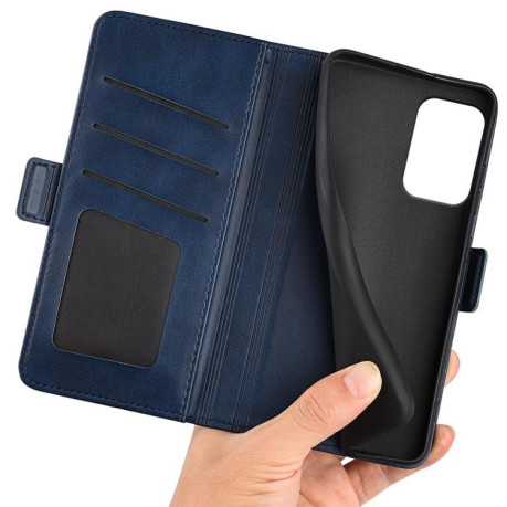 Чехол-книжка Dual-side Magnetic Buckle для Motorola Moto E15 - синий