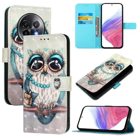 Чехол-книжка 3D Painting для Realme 13+ 5G/13 Pro 5G/13 Pro+ - Owl