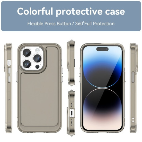 Противоударный чехол Candy Series для iPhone 15 Pro -прозрачно-серый