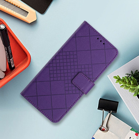 Чехол-книжка Rhombic Grid Texture для Xiaomi Redmi 13 4G Global - фиолетовый
