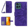 Чохол-книжка Skin Feel з малюнком соняшника на Motorola Edge 50 Neo 5G - фіолетовий