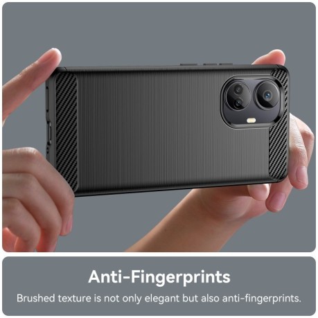 Противоударный чехол Brushed Texture Carbon Fiber на Realme 10 Pro+ - черный