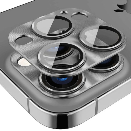 Защитное стекло на камеру ENKAY Aluminium для iPhone 15 Pro / 15 Pro Max - серое