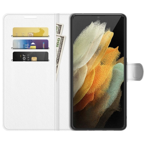 Чехол-книжка Litchi Texture на Samsung Galaxy S22 Ultra 5G - белый