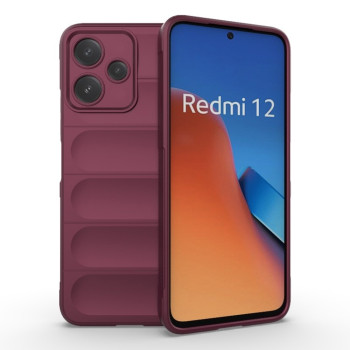 Силиконовый чехол Magic Flannel для Xiaomi Redmi 12 5G/Poco M6 Pro 5G - винно-красный