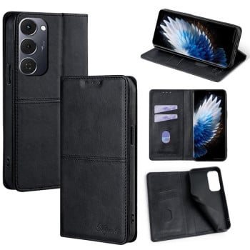 Чехол-книжка Cow Texture Magnetic на Tecno Spark 40 Pro+ 4G - светло-коричневый — чёрный