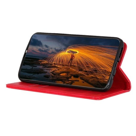 Чехол-книжка Magnetic Retro Crazy Horse Texture на Samsung Galaxy S22 Ultra 5G - красный