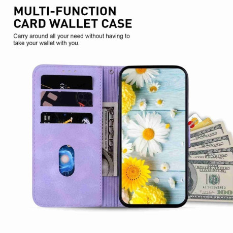 Чохол-книжка Lily Embossed Leather  для Samsung Galaxy S25+ 5G 5G - фіолетовий