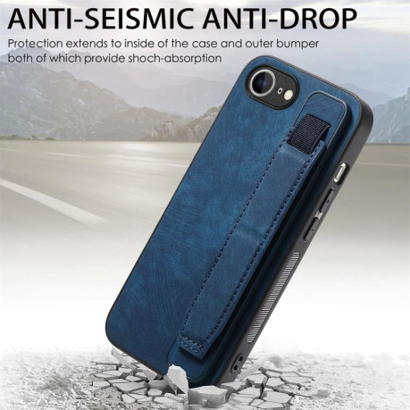 Протиударний чохол Wristband Leather Back для iPhone 16e - синій