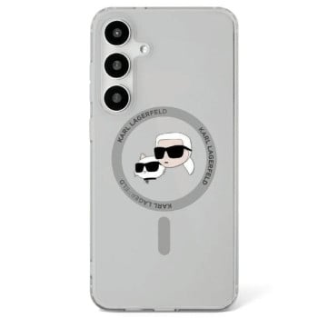 Оригинальный чехол Karl Lagerfeld Button Karl &amp; Choupette Heads Printed Logo MagSafe для Samsung Galaxy S25 - black