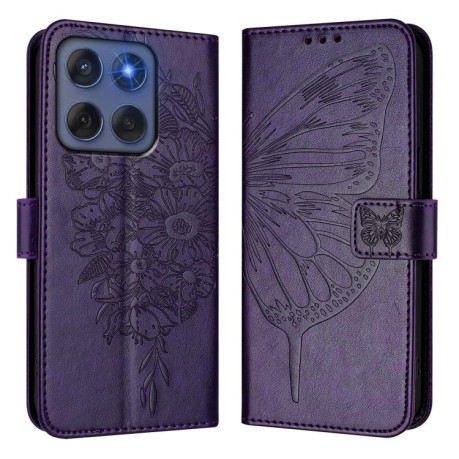 Чохол-книжка Embossed Butterfly на Motorola Edge 5G 2025 / 60 Fusion 5G - фіолетовий