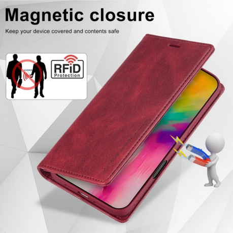 Чехол-книжка LCIMEEKE RFID для  iPhone 16 Pro - красный