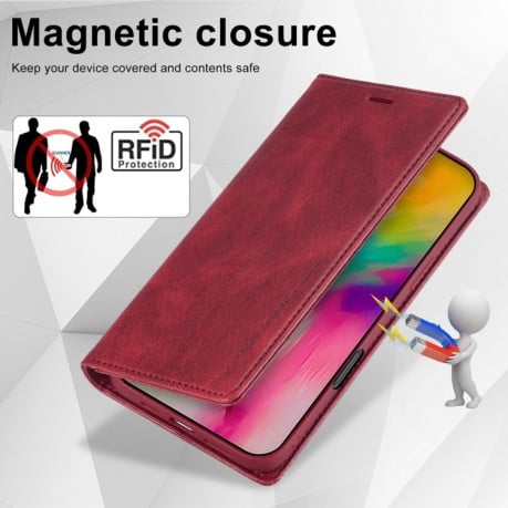 Чехол-книжка LCIMEEKE RFID для iPhone 16 Pro Max - красный