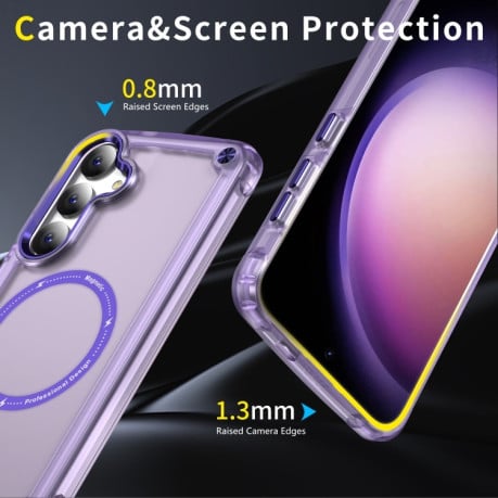 Протиударний чохол Skin Feel TPU + PC MagSafe Magnetic для Samsung Galaxy S25 5G - прозоро-фіолетовий