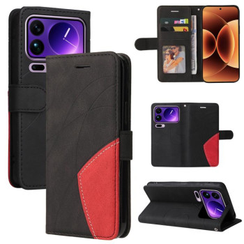 Чехол-книжка Dual-color Splicing Flip Leather на Xiaomi 17 Pro Max — чёрный