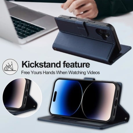 Чехол-книжка LCIMEEKE L2 Series Detachable Magsafe для iPhone 16 Plus - синий