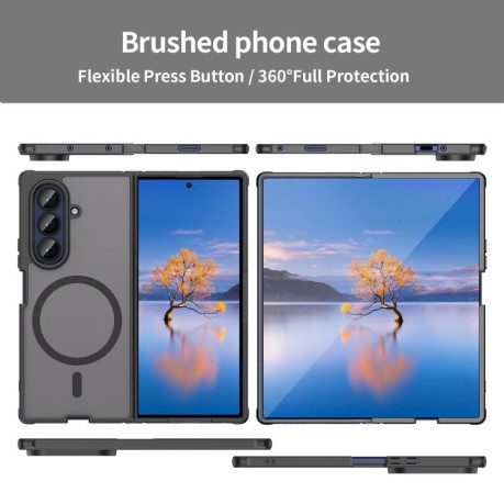 Противоударный чехол Fan Dun Series TPU Hybrid PC Frosted Magsafe для Samsung Galaxy Fold 7 5G - черный