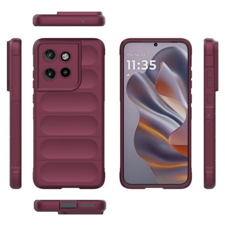Силіконовий чохол Magic Flannel для Motorola Edge 50 Neo – винно-червоний